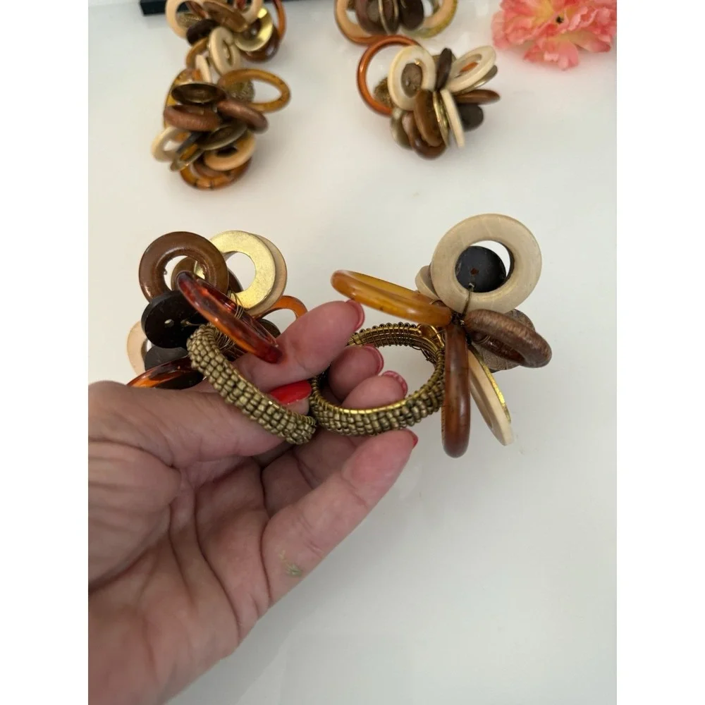 Vintage Set of‎ 6 Bodrum Interlink Napkin Rings Mid Century Modern Table Decor